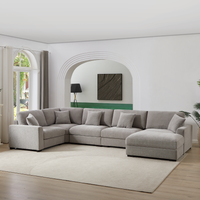 Avery Modular Sectional Sofa with Ottoman – Upholstered Couch with Removable Cushions, Solid Wood Legs & Tailored Stitching