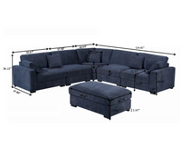 Avery Modular Sectional Sofa with Ottoman – Upholstered Couch with Removable Cushions, Solid Wood Legs & Tailored Stitching