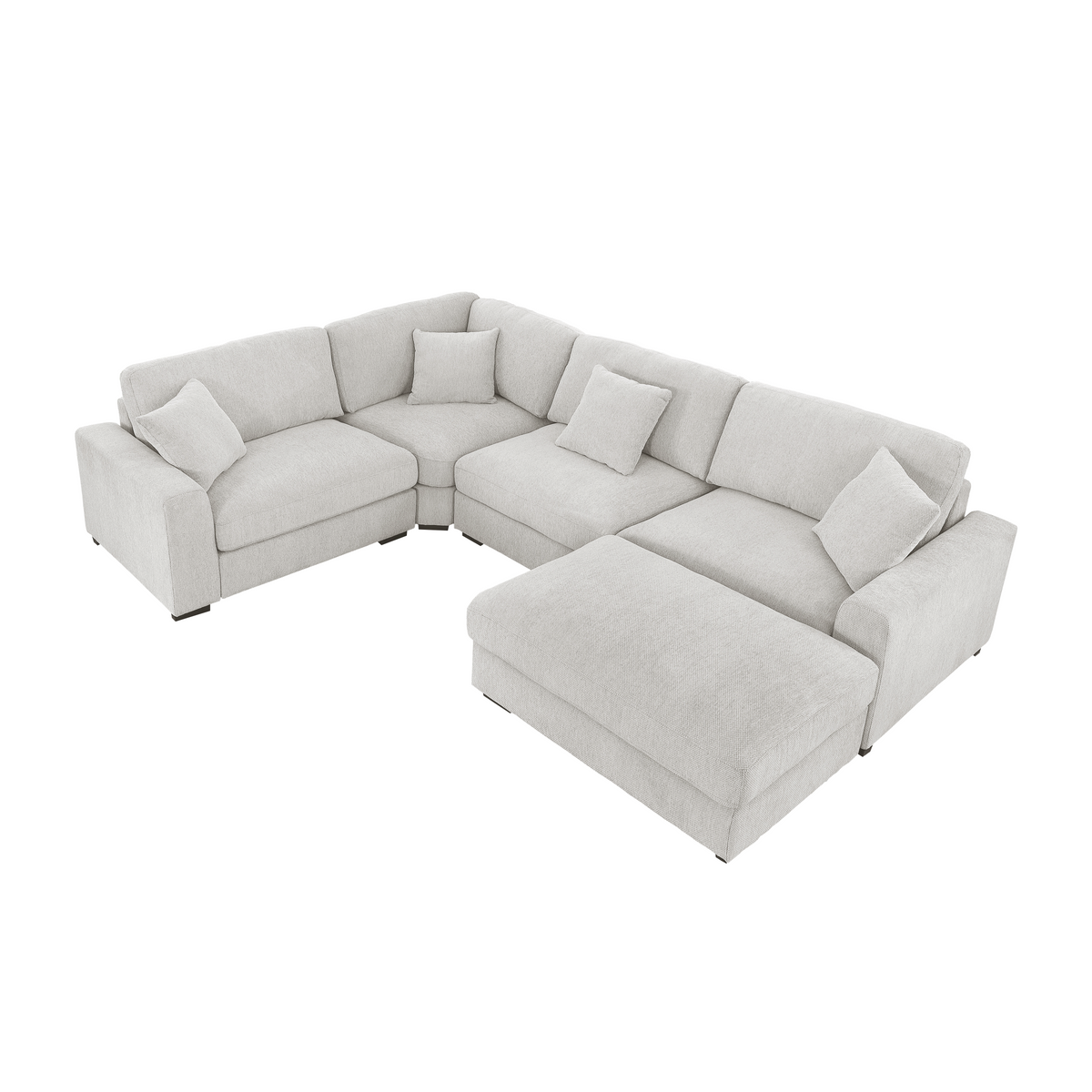 Avery Modular Sectional Sofa Set with Ottoman – Customizable Layout with Deep Foam Seating, Tailored Stitching & Rustic Wood Base