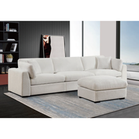 Luis Modular 3-Seater Sofa with Reversible Ottoman – Polyester Upholstered Couch with Deep Cushions, Wide Armrests & Solid Wood Frame