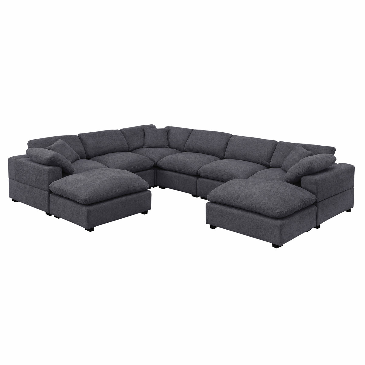 Cassie 8-Piece Oversized Modular Sectional Sofa with Extra-Large Ottomans – Chenille Upholstery, Spring Cushions & Pine Wood Frame for Big Families