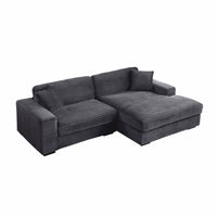 Liam 2-Piece Oversized L-Shaped Sectional Sofa in Corduroy – Deep Seat Chaise Couch with Plush Cushions & Striped Upholstery for Modern Living Rooms