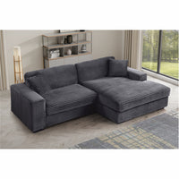 Liam 2-Piece Oversized L-Shaped Sectional Sofa in Corduroy – Deep Seat Chaise Couch with Plush Cushions & Striped Upholstery for Modern Living Rooms