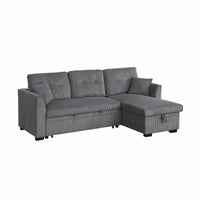 Joseph Corduroy Sleeper Sofa Bed with Storage Chaise – L-Shaped Convertible Couch with Trundle & Soft Upholstery for Small Spaces