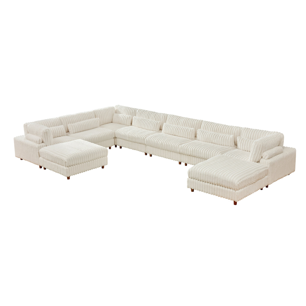 Sally Modern Modular Corduroy Sectional Sofa Set with 2 Ottomans – L‑Shape Convertible Couch, Deep Foam Cushions & Removable Covers