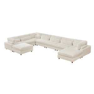 Sally Modern Modular Corduroy Sectional Sofa Set with 2 Ottomans – L‑Shape Convertible Couch, Deep Foam Cushions & Removable Covers