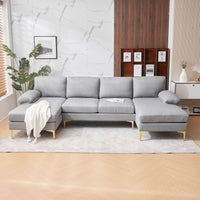 Shinelle Modular Velvet Sectional Sofa with Extra-Wide Chaise – U-Shaped Couch with Memory Foam Cushions & Removable Pillows