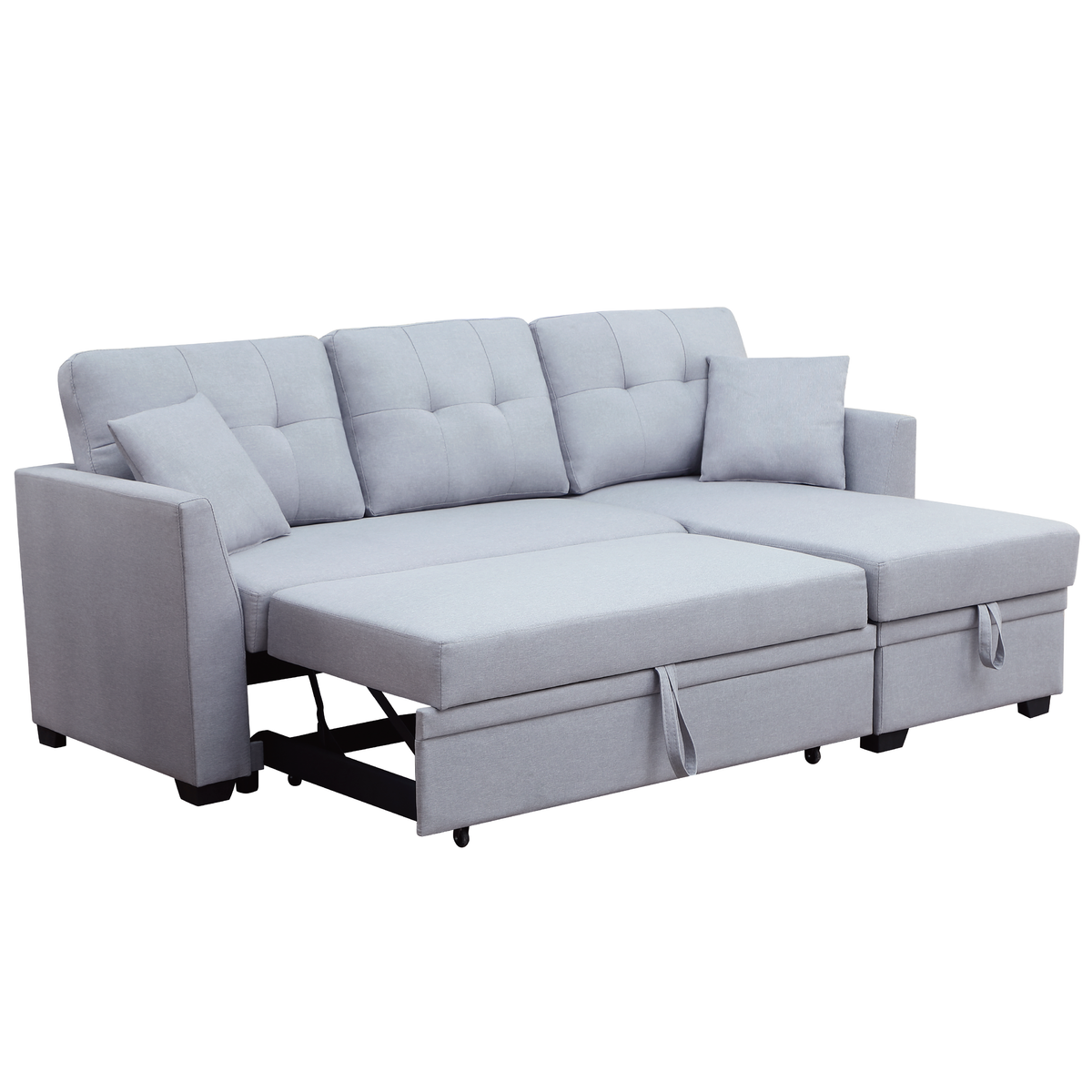 Tatum Convertible Sleeper Sectional Sofa with Storage Chaise – Full-Size Pull-Out Bed, Reversible Layout & High-Resiliency Foam