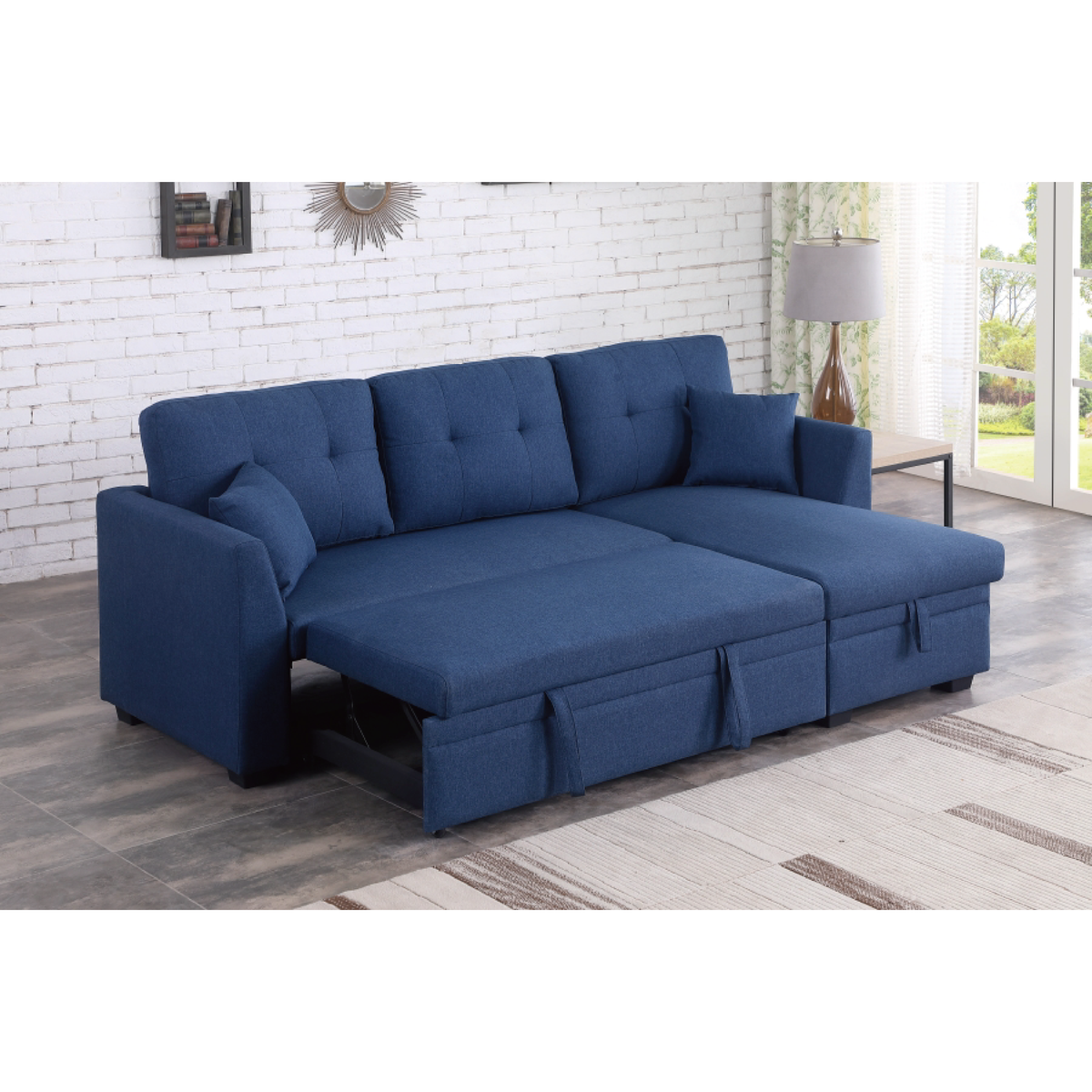 Tatum Convertible Sleeper Sectional Sofa with Storage Chaise – Full-Size Pull-Out Bed, Reversible Layout & High-Resiliency Foam