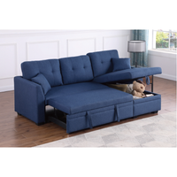 Dishaan Convertible Sectional Sofa Bed with Reversible Storage Chaise – Full-Size Pull-Out Sleeper Couch with High-Density Foam Cushions