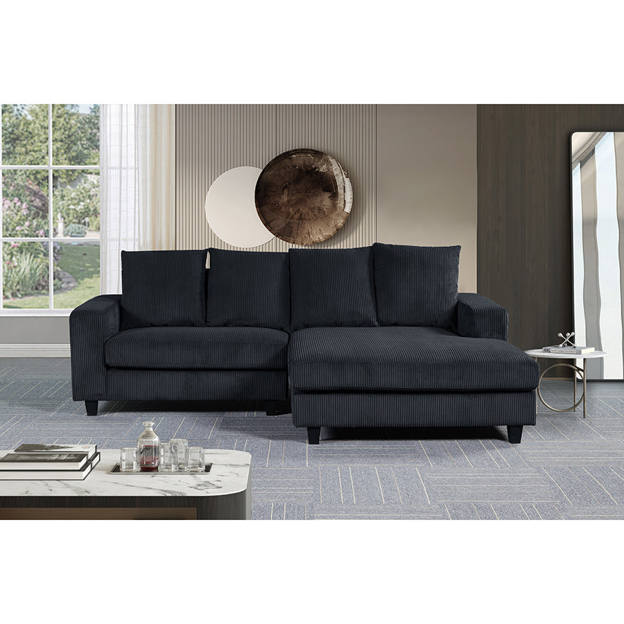 Ramona L Shaped Modern Upholstered Sofa – Textured Fabric Couch with Plush Cushions & Clean-Line Design for Elegant Living Spaces