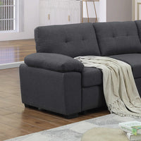 Aine Convertible Sleeper Sectional Sofa with Storage Chaise – Pull-Out Bed Couch for Living Room, Dark Gray 5-Seater