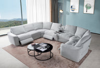 Devine Power Recliner Sectional Sofa with Storage Console, Wireless & USB Charging – Polyester Blend Reclining Couch with Cup Holders