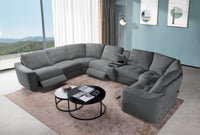 Devine Power Recliner Sectional Sofa with Storage Console, Wireless & USB Charging – Polyester Blend Reclining Couch with Cup Holders