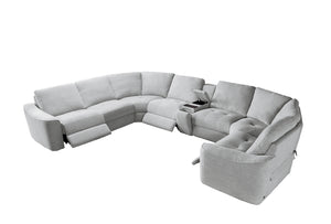 Devine Power Recliner Sectional Sofa with Storage Console, Wireless & USB Charging – Polyester Blend Reclining Couch with Cup Holders