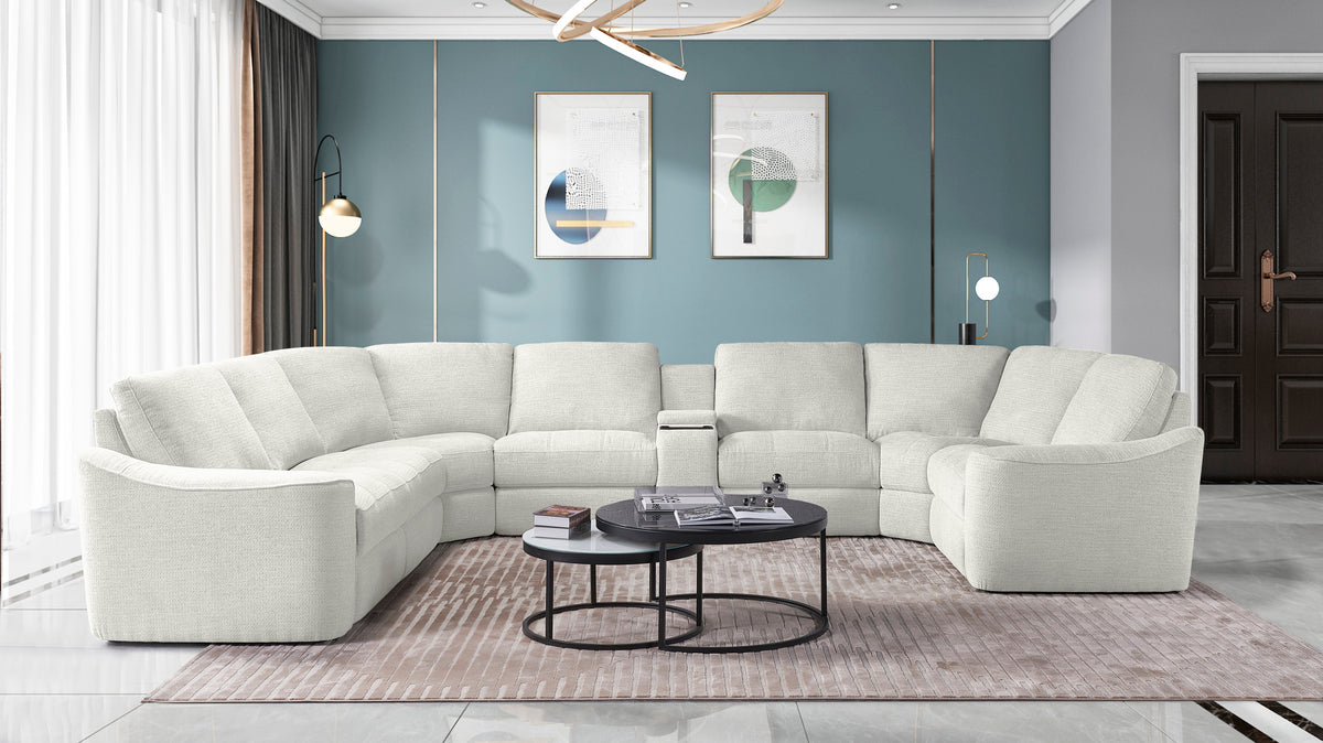 Devine Power Recliner Sectional Sofa with Storage Console, Wireless & USB Charging – Polyester Blend Reclining Couch with Cup Holders