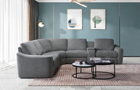 Devine Power Reclining Sectional Sofa – Built-In USB, Wireless Charging, Storage & Cup Holders, Plush Polyester Upholstery