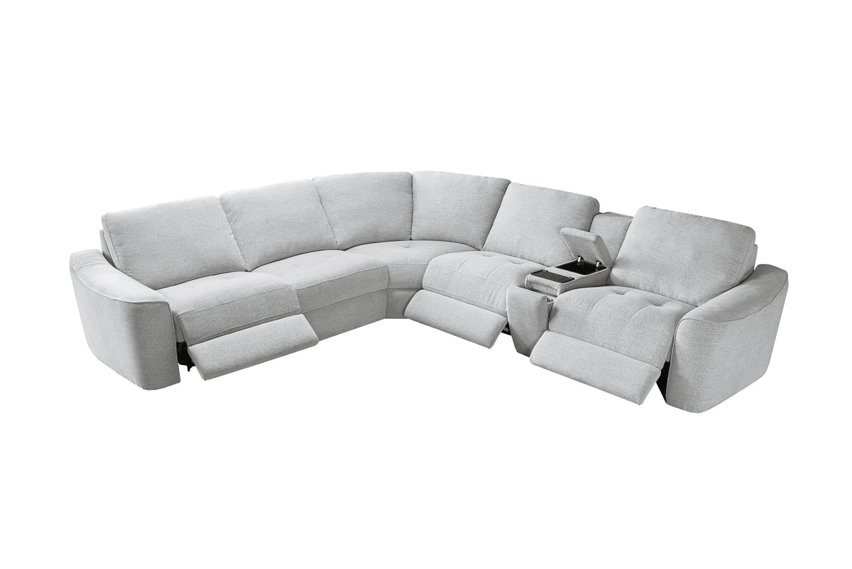 Devine Power Reclining Sectional Sofa – Built-In USB, Wireless Charging, Storage & Cup Holders, Plush Polyester Upholstery