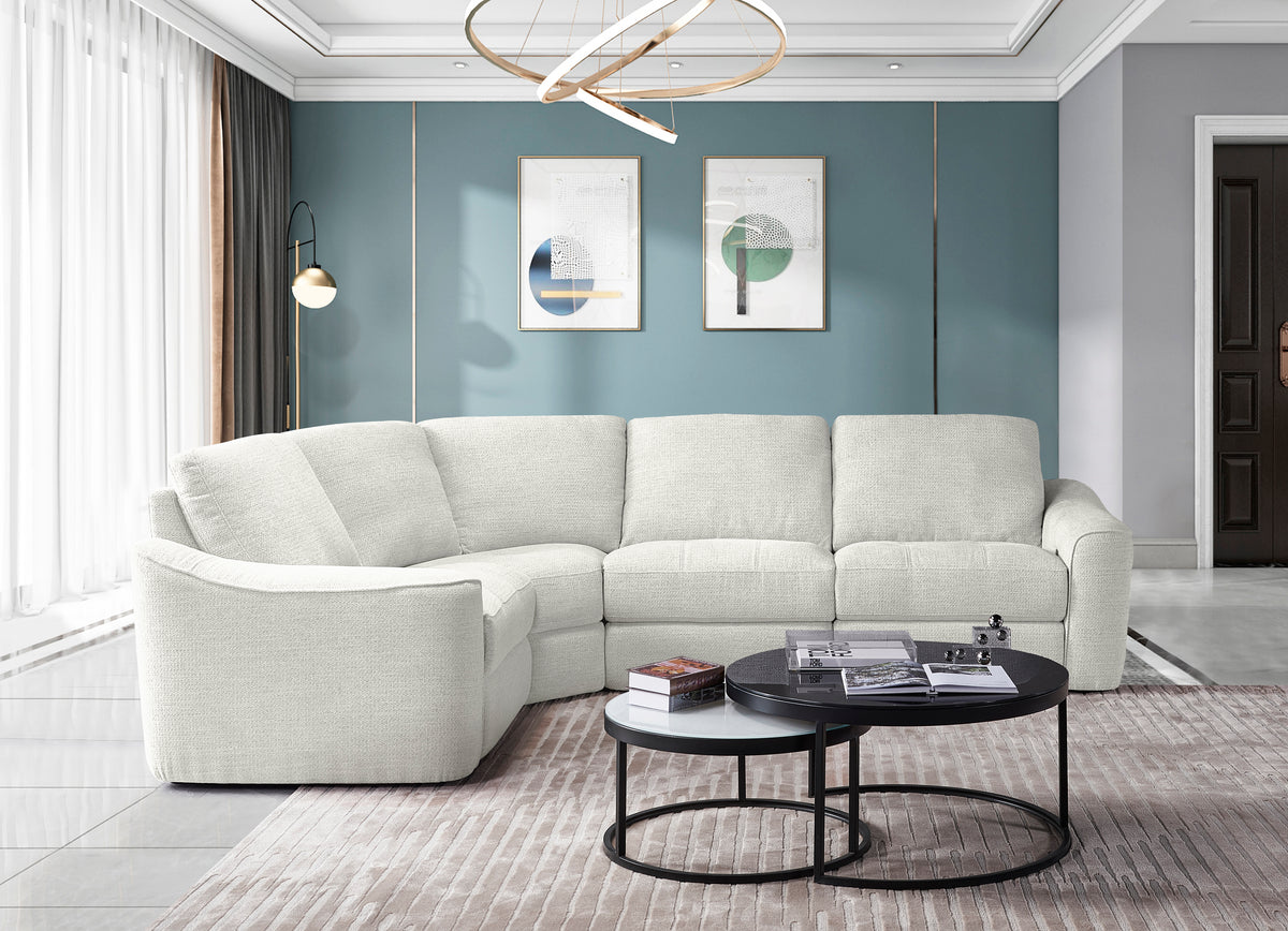 Devine Contemporary Power Recliner Sectional with Built-In Storage, Wireless Charger, USB Ports & Drink Holders – Soft Durable Fabric Couch