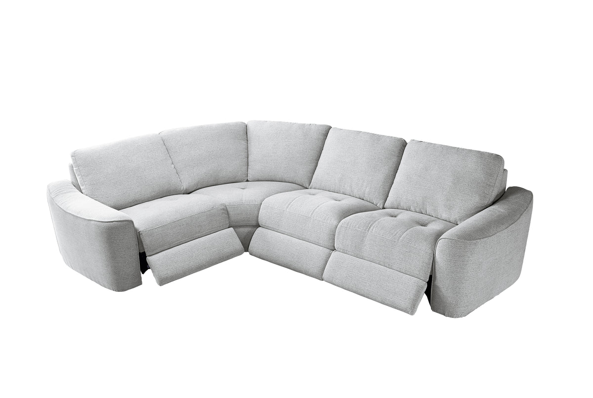 Devine Contemporary Power Recliner Sectional with Built-In Storage, Wireless Charger, USB Ports & Drink Holders – Soft Durable Fabric Couch