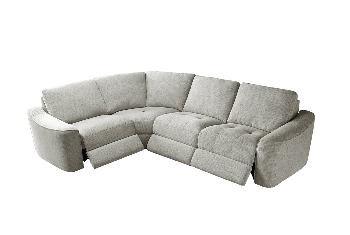 Devine Contemporary Power Recliner Sectional with Built-In Storage, Wireless Charger, USB Ports & Drink Holders – Soft Durable Fabric Couch