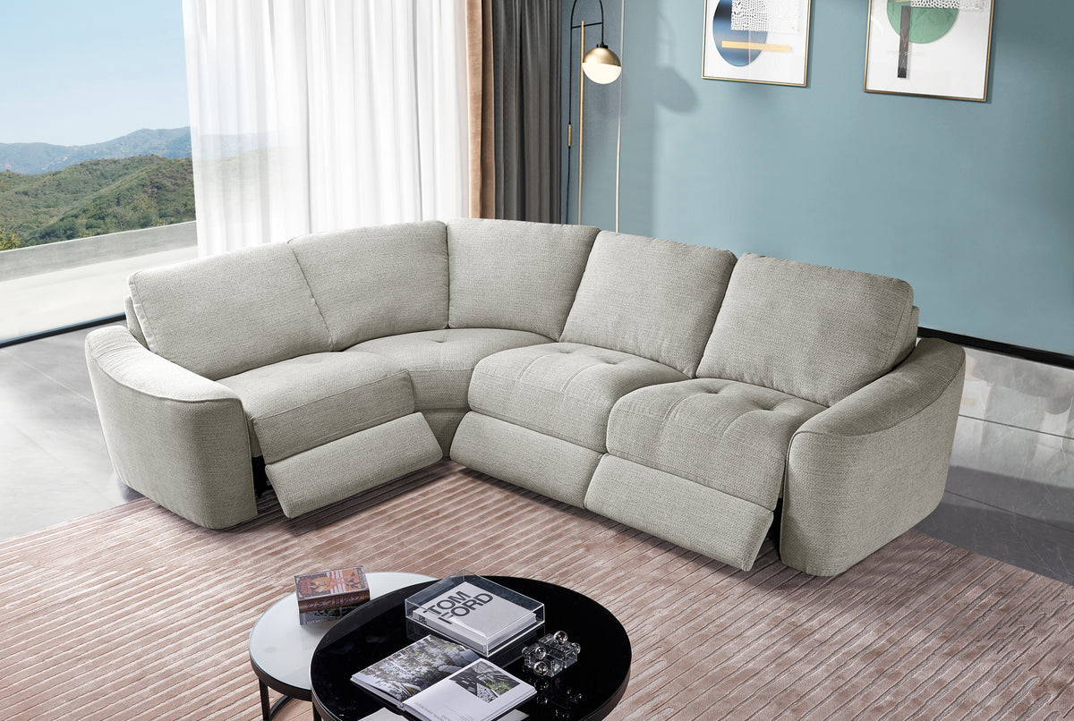 Devine Contemporary Power Recliner Sectional with Built-In Storage, Wireless Charger, USB Ports & Drink Holders – Soft Durable Fabric Couch