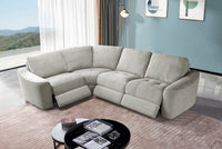 Devine Contemporary Power Recliner Sectional with Built-In Storage, Wireless Charger, USB Ports & Drink Holders – Soft Durable Fabric Couch