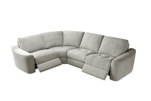 Devine Power Reclining Sectional Sofa with Storage Console, Cup Holders, USB Ports & Wireless Charging – Soft Polyester Upholstery