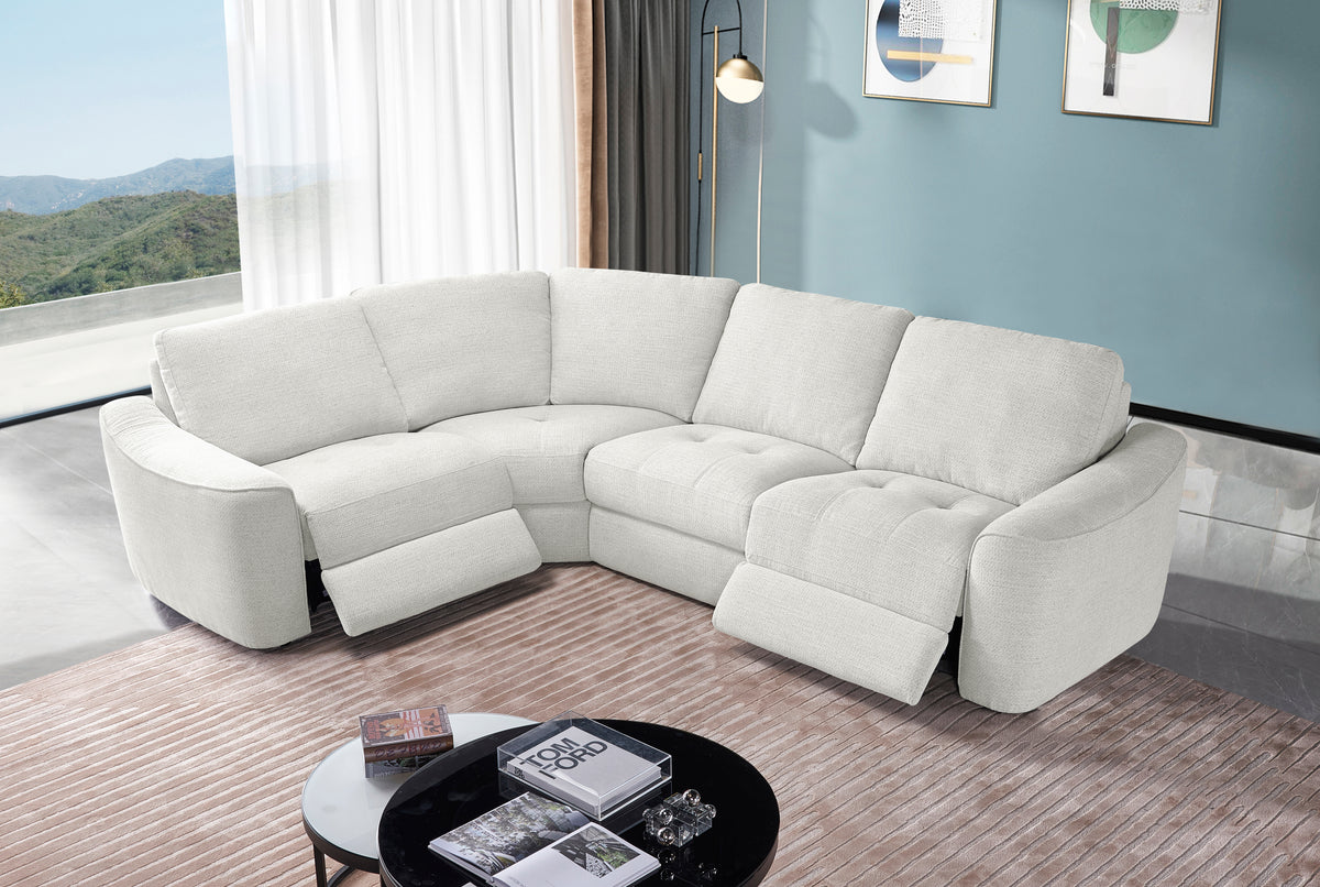 Devine Power Reclining Sectional Sofa with Storage Console, Cup Holders, USB Ports & Wireless Charging – Soft Polyester Upholstery