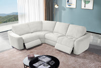 Devine Power Reclining Sectional Sofa with Storage Console, Cup Holders, USB Ports & Wireless Charging – Soft Polyester Upholstery