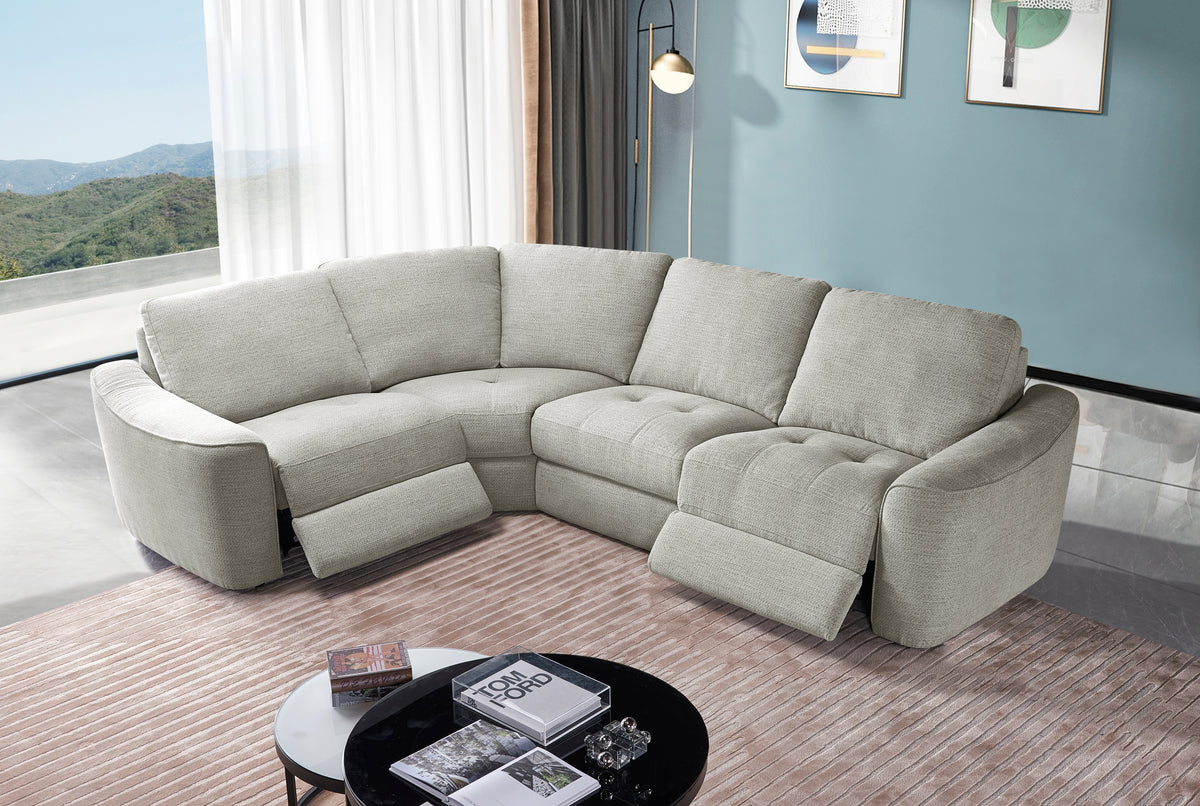 Devine Power Reclining Sectional Sofa with Storage Console, Cup Holders, USB Ports & Wireless Charging – Soft Polyester Upholstery