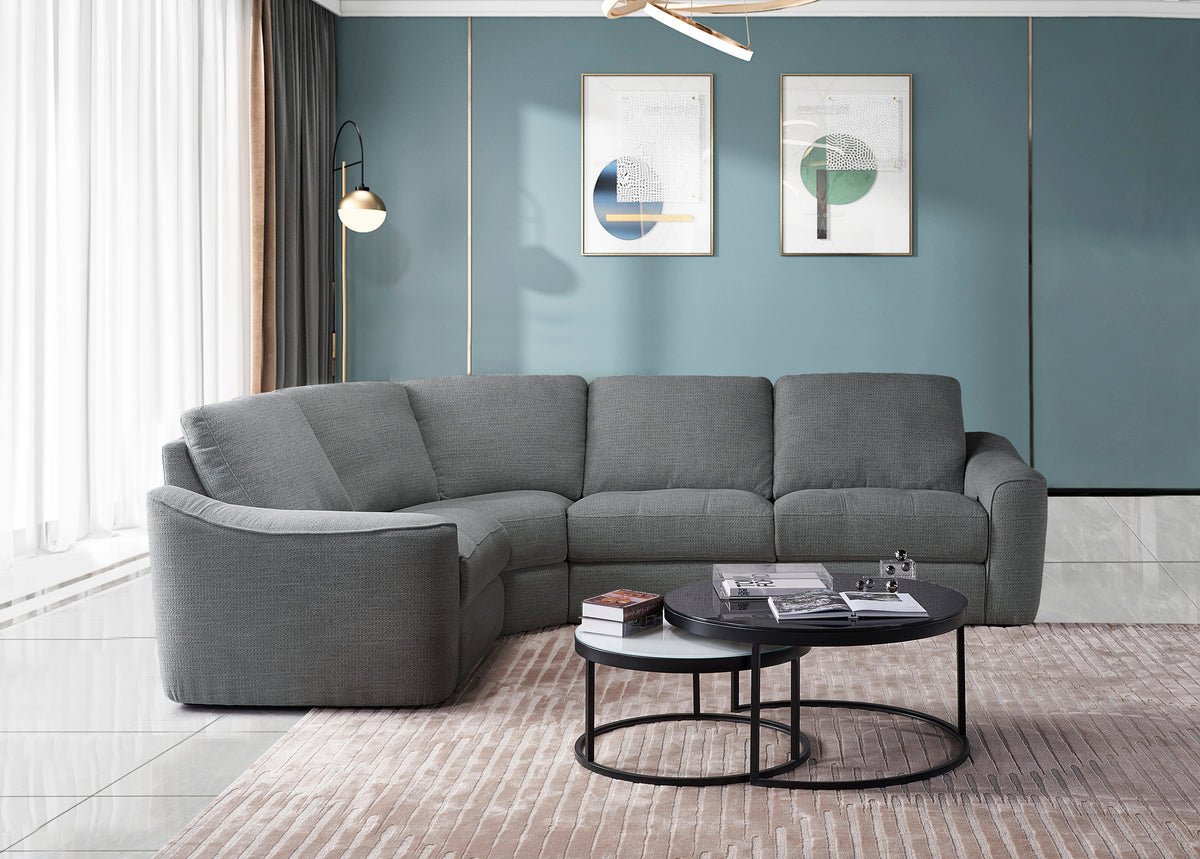 Devine Contemporary Power Recliner Sectional with Built-In Storage, Wireless Charger, USB Ports & Drink Holders – Soft Durable Fabric Couch