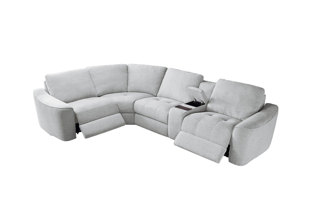 Devine Power Reclining Sectional Sofa with Wireless Charger, USB Ports, Cup Holders & Storage – Modern Plush Upholstered Couch