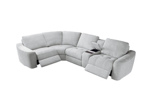 Devine Power Reclining Sectional Sofa with Wireless Charger, USB Ports, Cup Holders & Storage – Modern Plush Upholstered Couch