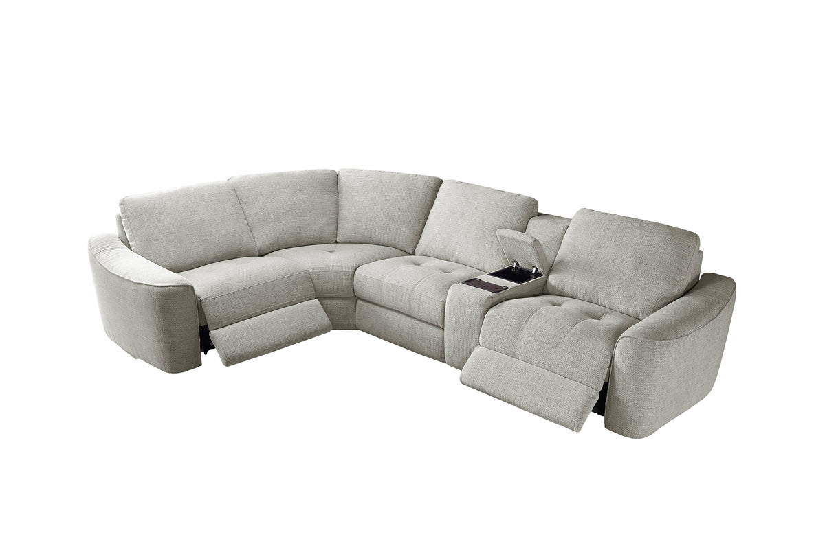 Devine Power Reclining Sectional Sofa with Wireless Charger, USB Ports, Cup Holders & Storage – Modern Plush Upholstered Couch