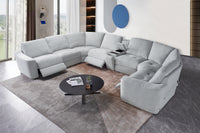 Devine Power Recliner Sectional Sofa with Storage Console, Wireless & USB Charging – Polyester Blend Reclining Couch with Cup Holders