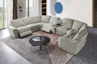 Devine Power Recliner Sectional Sofa with Storage Console, Wireless & USB Charging – Polyester Blend Reclining Couch with Cup Holders