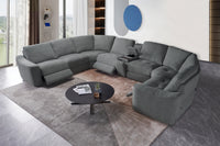 Devine Power Recliner Sectional Sofa with Storage Console, Wireless & USB Charging – Polyester Blend Reclining Couch with Cup Holders