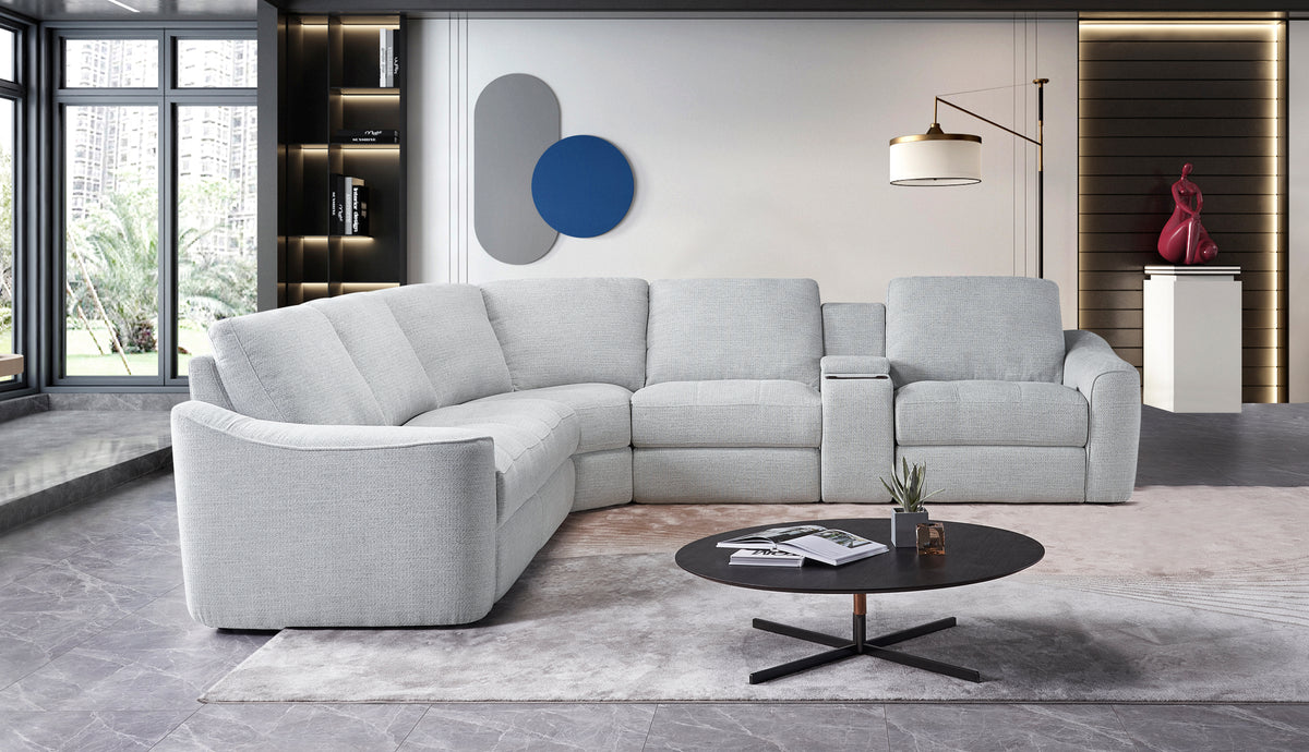 Devine Power Reclining Sectional Sofa – Built-In USB, Wireless Charging, Storage & Cup Holders, Plush Polyester Upholstery