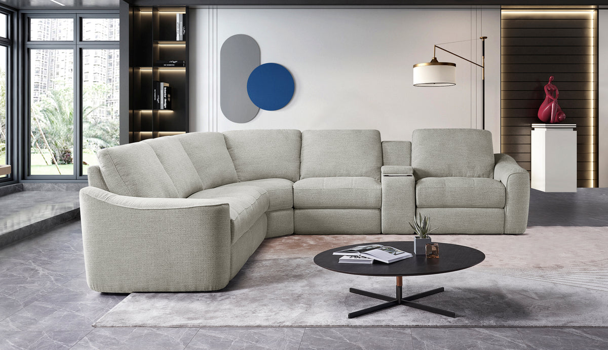 Devine Power Reclining Sectional Sofa – Built-In USB, Wireless Charging, Storage & Cup Holders, Plush Polyester Upholstery