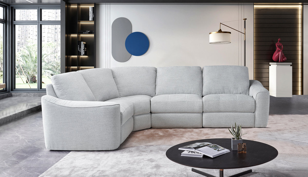 Devine Contemporary Power Recliner Sectional with Built-In Storage, Wireless Charger, USB Ports & Drink Holders – Soft Durable Fabric Couch