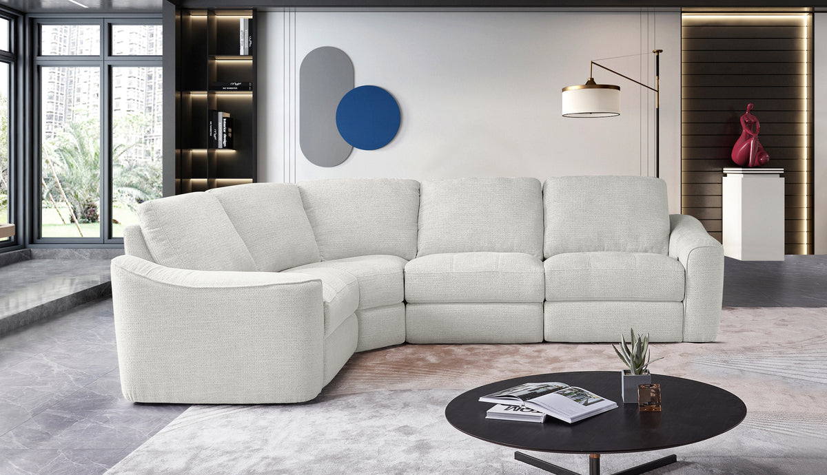 Devine Contemporary Power Recliner Sectional with Built-In Storage, Wireless Charger, USB Ports & Drink Holders – Soft Durable Fabric Couch