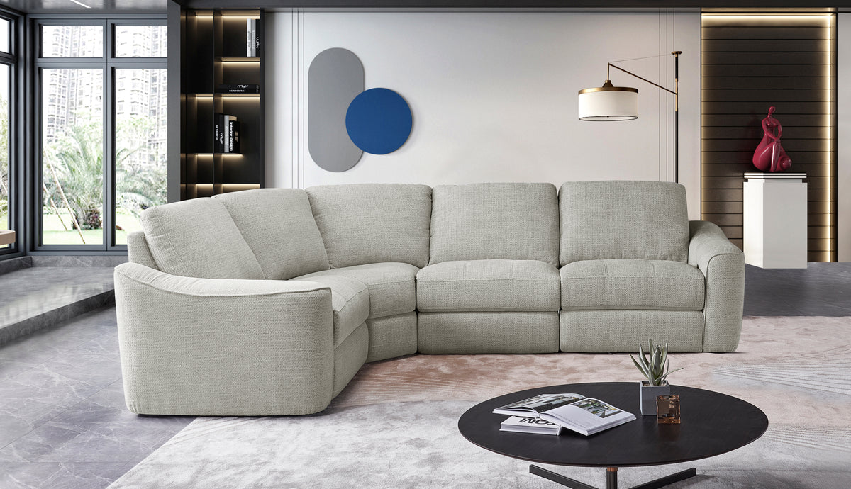 Devine Contemporary Power Recliner Sectional with Built-In Storage, Wireless Charger, USB Ports & Drink Holders – Soft Durable Fabric Couch