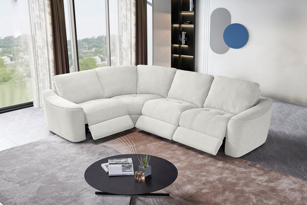Devine Contemporary Power Recliner Sectional with Built-In Storage, Wireless Charger, USB Ports & Drink Holders – Soft Durable Fabric Couch