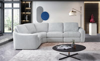 Devine Power Reclining Sectional Sofa with Storage Console, Cup Holders, USB Ports & Wireless Charging – Soft Polyester Upholstery