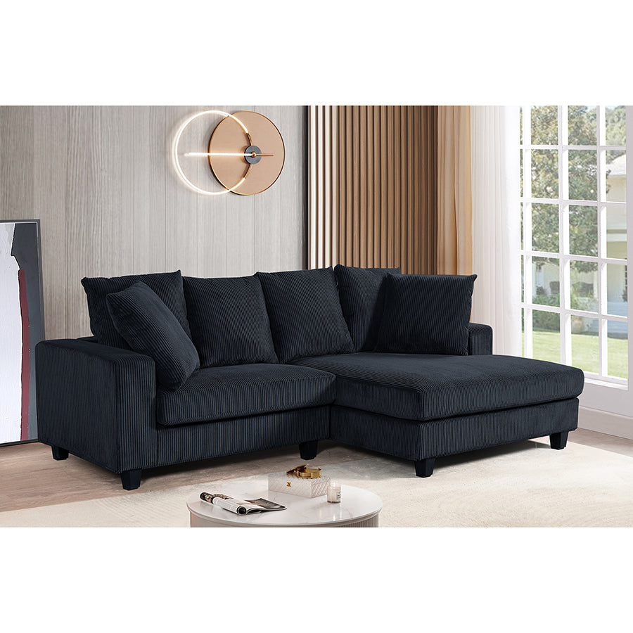 Ramona L Shaped Modern Upholstered Sofa – Textured Fabric Couch with Plush Cushions & Clean-Line Design for Elegant Living Spaces