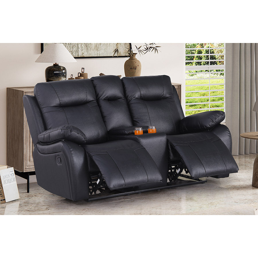 Bhevin Manual Recliner Sofa with Cup Holders – Modern Upholstered Seating with Plush Comfort & Durable Frame for Living Rooms