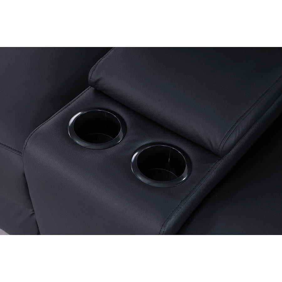 Brita Electric Reclining Sofa Set – Faux Leather with Storage Chaise, USB Charging, Cup Holders & Metal Legs