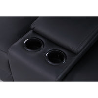 Brita Electric Reclining Sofa Set – Faux Leather with Storage Chaise, USB Charging, Cup Holders & Metal Legs