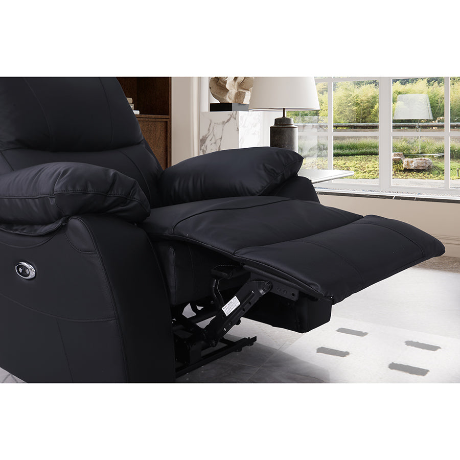 Brita Electric Reclining Sofa Set – Faux Leather with Storage Chaise, USB Charging, Cup Holders & Metal Legs